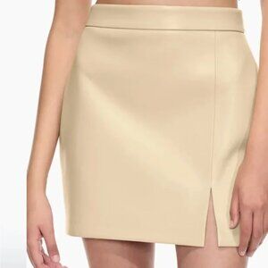 Faux Leather Vanilla Beige 'Patio' Mini Skirt 🍮 WILFRED Aritzia